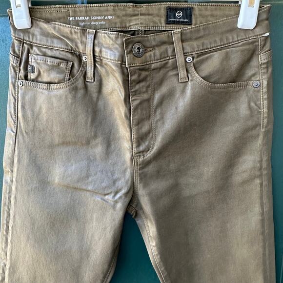 NWOT AG Farrah Skinny Ankle Coated Jeans 27 Dark Bayou Leather Look High Rise - Picture 3 of 9